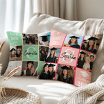 Personalized Nine-Square Grid Photo Graduation Cap Soft Throw Pillow Cover with Name and Initial Home Decor Graduation Party Gift for Graduates