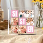 Personalised 6 Photos Collage Multicolor Square Acrylic Plaque Desk Decor Birthday Christmas Gift for Sisters Friends