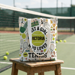 Personalized Tennis Racket Ball Design Large Capacity Tote Bag with Name Daily Use Birthday Gift for Tennis Players
