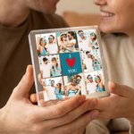 Gepersonaliseerde Hart I LOVE YOU 8-foto Collage Vierkant Acrylbord Bureau Decoratie Valentijnsdag Jubileum Cadeau voor Koppels