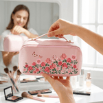 Personlig Butterfly Birth Flower PU läder sminkväska med namn Mors dag Födelsedag Jubileum Present till henne