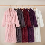 Personalised Embroidered Monogram Name Plush Women’s Bathrobe Daily Use Birthday Gift for Women