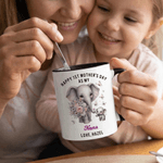 Personalised Cute Elephant Ceramic Mug with Name and Text 1st Mother's Day Anniversary Gift for Moms