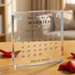 Personalized The Day We Got Married Calendar Acrylic Square Plaque with Couple Names Valentine's Day Wedding Gift for Couple