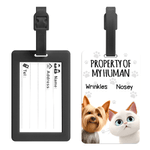 Personalized Property of My Human Cute Cartoon Pet Luggage Tag with Name Travel Accessories Birthday Gift for Pet Owners Travel Lovers