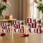 Personalised 6 Photos Collage Multicolor Square Acrylic Plaque Desk Decor Birthday Christmas Gift for Sisters Friends