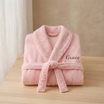 Personalised Embroidered Monogram Name Plush Women’s Bathrobe Daily Use Birthday Gift for Women