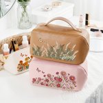 Personlig Butterfly Birth Flower PU läder sminkväska med namn Mors dag Födelsedag Jubileum Present till henne