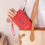 Personalised Birth Flower PU Leather Vintage Woman Wallet with Name Birthday Mother's Day Gift for Mother Grandma
