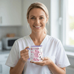 Tasse à café personnalisée en céramique avec nom, style cristal, éléments médicaux, usage quotidien, anniversaire, fête des infirmières, cadeau pour infirmière