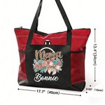 Personalisierte Bogen Blume große Oxford Tragetasche mit Namen Geburtstag Muttertag Geschenk für Mama Oma