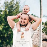 Personalized Our First Father's Day Bear with Balloon 100% Cotton Baby Bodysuit T-shirt with Name Year Father's Day Gift for Men Newborns