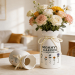 Personlig födelseblomma keramisk vas med namn och titel Mors dag födelsedagspresent till mamma mormor familj