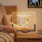 Spersonalizowana lampka nocna LED Cute Duck Family z imionami i drewnianą podstawą do dekoracji domu Prezent urodzinowy na Dzień Matki dla mamy, dziadka i rodziny