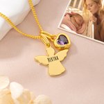 Personalizada Ángel de la Guarda Birthstone Collar con Nombre Dainty Joyería Día de la Madre Cumpleaños Regalo para Mujeres Familia Amigos