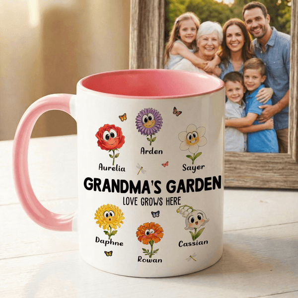 Personalised Birth Flower 11 oz 15 oz Ceramic Mug with Name and Title Daily Drinking Mother's Day Gift for Mom Grandma