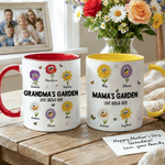 Personalised Birth Flower 11 oz 15 oz Ceramic Mug with Name and Title Daily Drinking Mother's Day Gift for Mom Grandma