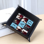 Henkilökohtainen Love You DAD PU Nahka Catchall Snap Tray kanssa 6 Kuvat Desktop Storage Järjestäjä Isänpäivä Syntymäpäivälahja isille