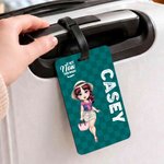 Personalised Cartoon Character  Travel Luggage Tag with Name and Text Travel Accessory Birthday Gift for Family Friends