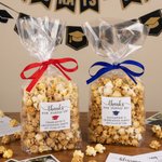 Personalized Graduation Theme Ribbon Transparent Popcorn Favor Bag with Name and Year Party Favors for Graduates
