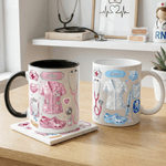 Tasse à café personnalisée en céramique avec nom, style cristal, éléments médicaux, usage quotidien, anniversaire, fête des infirmières, cadeau pour infirmière