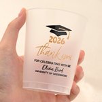 Spersonalizowany zestaw 10 jednorazowych kubków z matowego plastiku z nazwą roku i szkoły Uroczyste przyjęcie z okazji ukończenia szkoły dla absolwentów