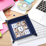 Personalisierte Liebe Sie DAD PU Leder Catchall Snap Tray mit 6 Fotos Desktop Storage Organizer Vatertag Geburtstag Geschenk für Väter