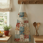 Personalisierte Floral Patchwork Plaid verstellbare Schürze mit Namen Muttertag Geburtstag Geschenk für Oma Mama