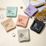 Personalized Birth Flower PU Leather Coin Purse with Name Mother's Day Birthday Anniversary Gift for Women Girls
