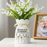 Personlig födelseblomma keramisk vas med namn och titel Mors dag födelsedagspresent till mamma mormor familj