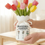 Personlig födelseblomma keramisk vas med namn och titel Mors dag födelsedagspresent till mamma mormor familj