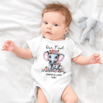 Personalised Elephant Mom Baby 100% Cotton T-shirt Baby Bodysuit with Name and Year Matching Outfit 1st Mother's Day Gift for New Mom