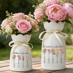 Personlig födelseblomma keramisk vas med 1-10 namn Födelsedag Mors dag present till mor mormor