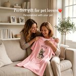 Personlig mångfärgad husdjursfoto mjuk kortärmad sovtröja nattskjorta med text daglig användning födelsedagspresent för mormor mamma kvinna husdjursälskare