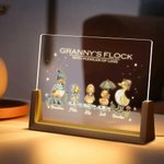 Spersonalizowana lampka nocna LED Cute Duck Family z imionami i drewnianą podstawą do dekoracji domu Prezent urodzinowy na Dzień Matki dla mamy, dziadka i rodziny