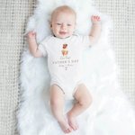 Personalized Our First Father's Day Bear with Balloon 100% Cotton Baby Bodysuit T-shirt with Name Year Father's Day Gift for Men Newborns