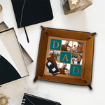 Personalisierte Liebe Sie DAD PU Leder Catchall Snap Tray mit 6 Fotos Desktop Storage Organizer Vatertag Geburtstag Geschenk für Väter