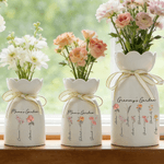 Personlig födelseblomma keramisk vas med 1-10 namn Födelsedag Mors dag present till mor mormor