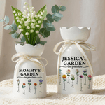Personlig födelseblomma keramisk vas med namn och titel Mors dag födelsedagspresent till mamma mormor familj