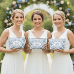 Personalisierte etwas blau blumige tragbare Make-up-Tasche mit Namen Datum täglichen Gebrauch Reise Lagerung Jahrestag Geburtstag Hochzeit Geschenk für Braut Brautjungfer