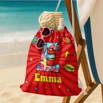 Personalisierte Cool Hero Comic Design Star Initial Drawstring Strand Rucksack mit Namen Strand Party Geburtstag Geschenk für Kinder