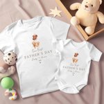 Personalized Our First Father's Day Bear with Balloon 100% Cotton Baby Bodysuit T-shirt with Name Year Father's Day Gift for Men Newborns