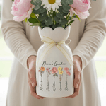Personlig födelseblomma keramisk vas med 1-10 namn Födelsedag Mors dag present till mor mormor