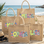 Borsa di iuta grande con nome Uso quotidiano Regalo di compleanno per bambini Famiglia