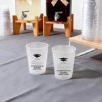 Spersonalizowany zestaw 10 jednorazowych kubków z matowego plastiku z nazwą roku i szkoły Uroczyste przyjęcie z okazji ukończenia szkoły dla absolwentów
