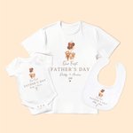 Personalized Our First Father's Day Bear with Balloon 100% Cotton Baby Bodysuit T-shirt with Name Year Father's Day Gift for Men Newborns