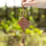 Personalized Brown PU Leather Graduation Cap Keychain with Initial and Tassel Graduation Keepsake Gift for Graduates