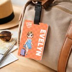Personalised Cartoon Character  Travel Luggage Tag with Name and Text Travel Accessory Birthday Gift for Family Friends