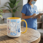 Tasse à café personnalisée en céramique avec nom, style cristal, éléments médicaux, usage quotidien, anniversaire, fête des infirmières, cadeau pour infirmière
