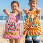 Personalisierte Cool Hero Comic Design Star Initial Drawstring Strand Rucksack mit Namen Strand Party Geburtstag Geschenk für Kinder